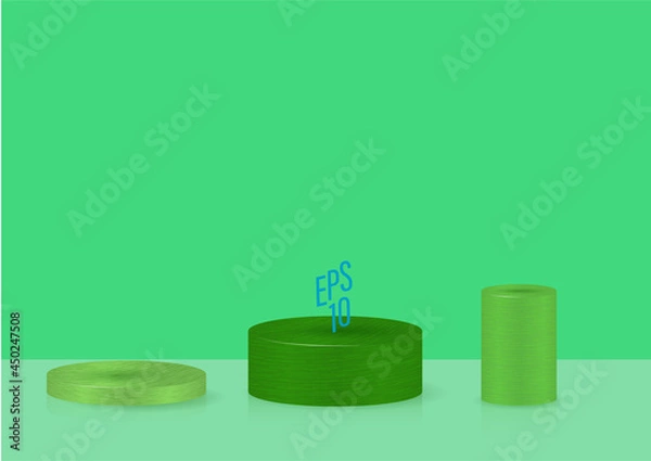 Fototapeta Vector Round Podium, Pedestal Or Platform with green color, Background For Cosmetic Product Presentation. 3d Podium. Advertising Place Stock Vector - Illustration of contest, background