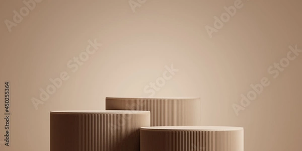 Fototapeta Minimal background.podium and brown background for product presentation. 3d rendering illustration.