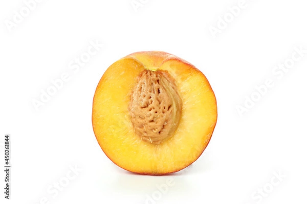 Obraz Half of peach fruit isolated on white background