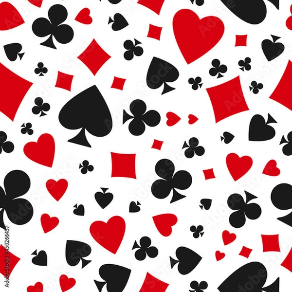 Obraz Seamless pattern with card suits - hearts, clubs, spades and diamonds.