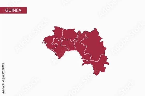 Obraz Guinea red map detailed vector.