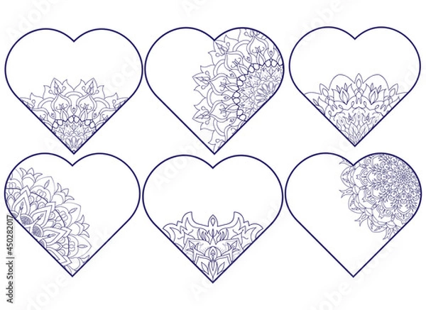 Obraz Big set mandala heart collection valentines day elements