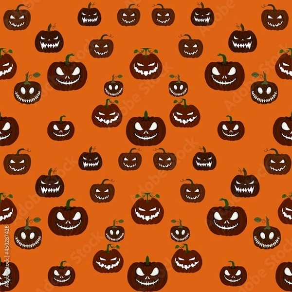 Obraz halloween pumpkins seamless pattern