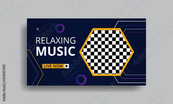 Fototapeta Live music youtube thumbnail template design 
