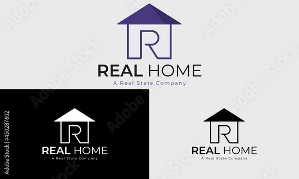 Fototapeta Minimalistic real estate R latter iconic logo