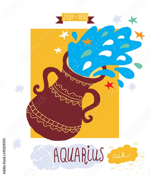 Obraz Aquarius. zodiac vector drawing
