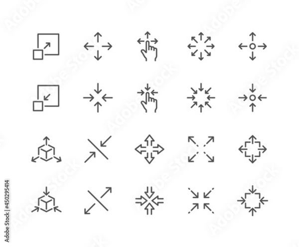 Obraz Simple Set of Scaling Related Vector Line Icons. Contains such Icons as Increase, Decrease, Resize and more. Editable Stroke. 48x48 Pixel Perfect.