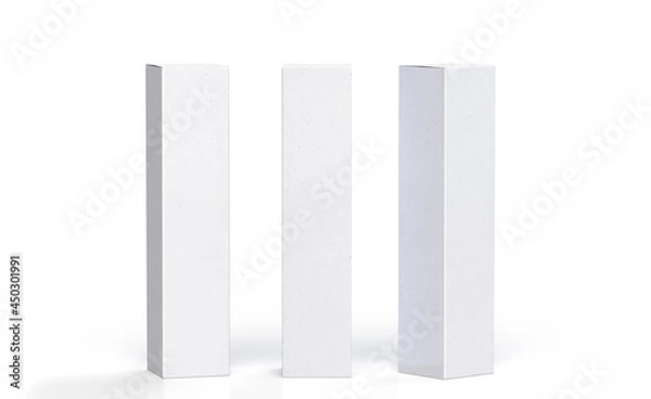 Fototapeta Tall thin carton packaging mock-up with shadow and reflection on multi angle