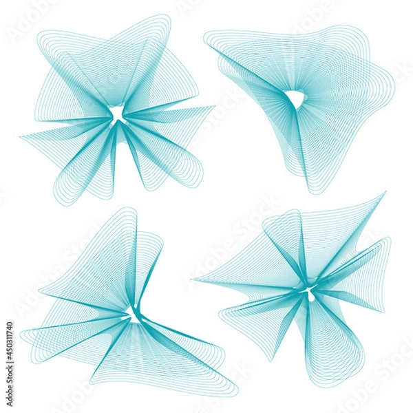 Obraz Set vector Guilloche elements for certificate or diploma and currency design