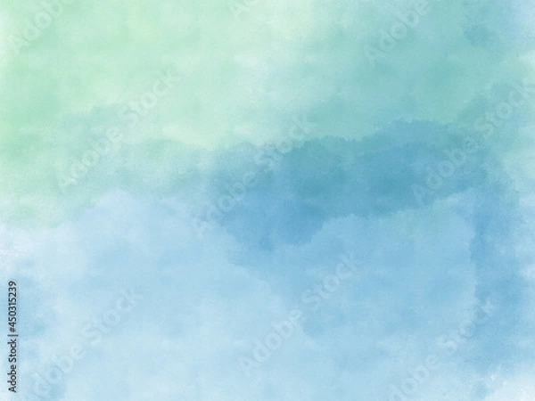 Fototapeta 海の色のような背景、水彩画、緑と青の壁紙