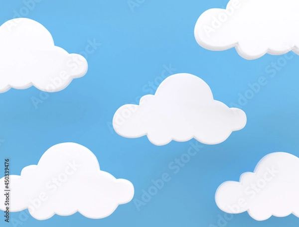 Obraz Regional sky. White clouds on a blue background. Cloud computing, technology. 3d rendering