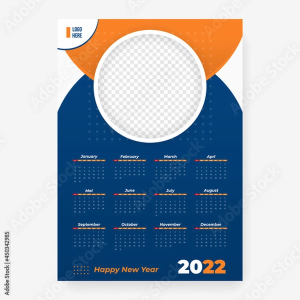 Fototapeta 2022 calendar template with frame