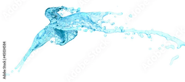 Obraz light blue water splashes collide - isolated on white