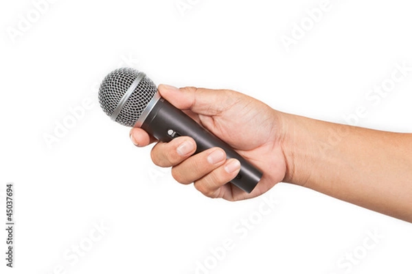Obraz Hand with microphone isolated