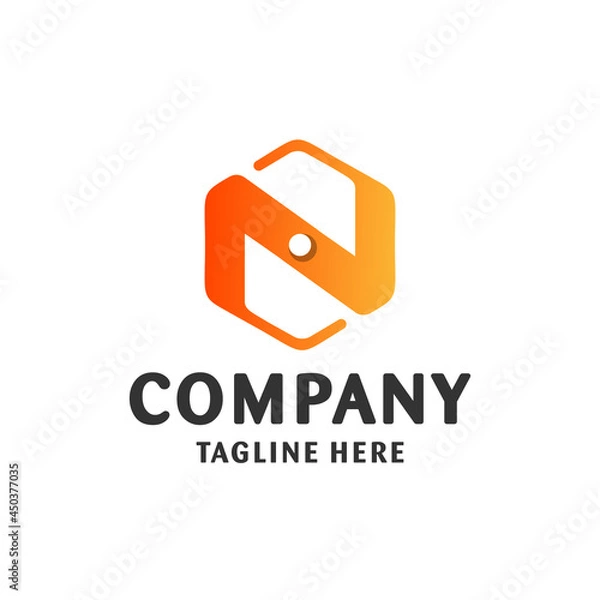 Fototapeta initials logo N in hexagon