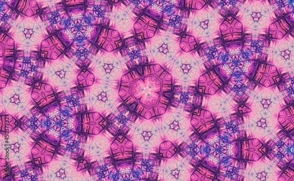 Fototapeta Kaleidoscope Pink Illustration Abstract Background Flower 