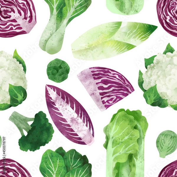 Obraz Fresh veggies, seamless pattern, hand drawn vector