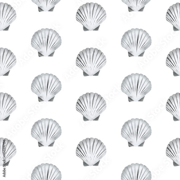 Fototapeta Seamless pattern of seashells. For fabric, sketchbook, wallpaper, wrapping paper.