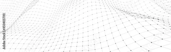 Fototapeta Abstract digital background of points and lines. Glowing grey plexus. Big data. Network or connection. Abstract technology science background. 3d vector illustration.