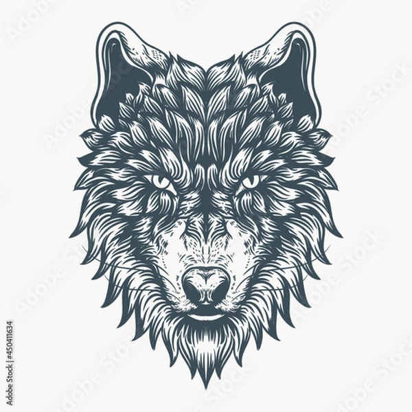 Obraz Wolf face hand drawn illustration Premium Vector
