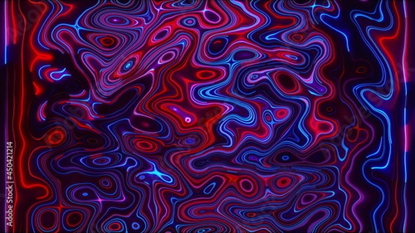 Fototapeta Vivid curves stripes 3d render with geometric blur. Wavy random curvature with gradient and creative lines. Diverging circular digital presentation with varying textures