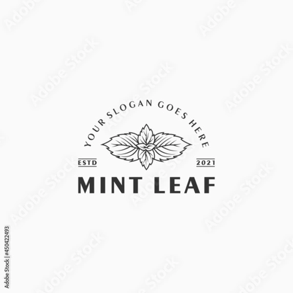 Obraz mint leaf logo, simple, elegance, logo reference for business