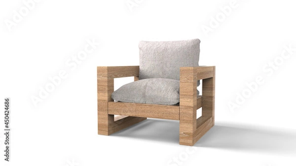 Obraz Wooden chair 3d rendering.