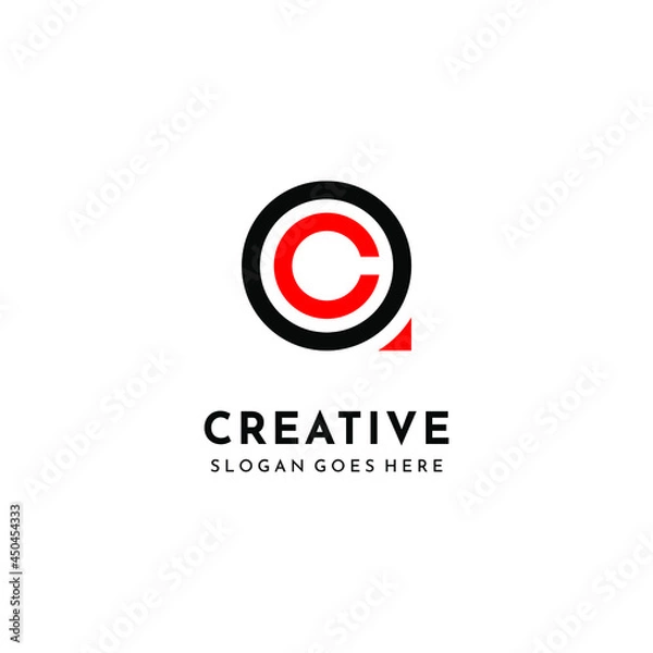 Fototapeta Initials Monogram Letter CQ QC Circular logo design 