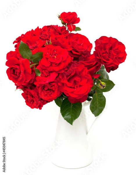 Fototapeta red rose bouquet in a pitcher
