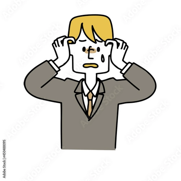 Fototapeta 頭を抱えているスーツの男性