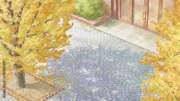 Obraz 秋の通りとイチョウ