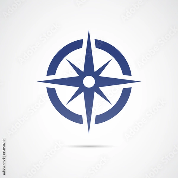 Obraz Wind rose, compass, navigation - vecto icon on white background.