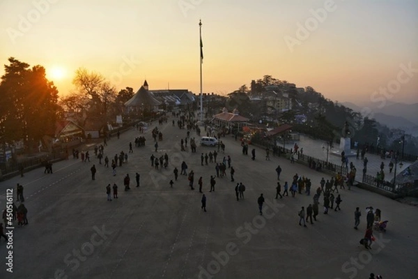 Obraz sunset in the snow mountains