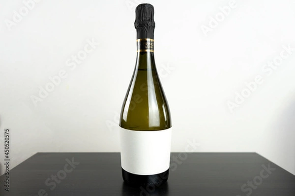 Obraz Prosecco wine bottle with white label and withe background all for mockup purposes