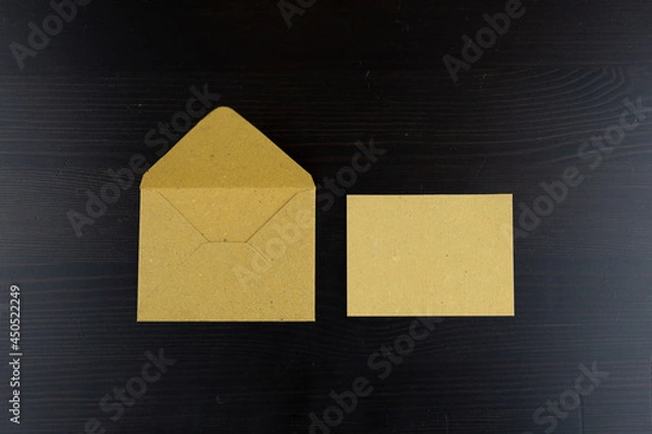 Obraz Little brown paper envelope with card for mockup use
