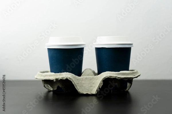 Fototapeta Two blue cafe cups