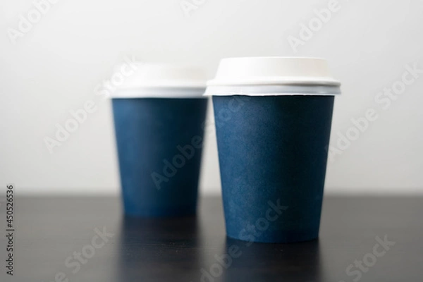 Obraz Blue little cafe take away cups