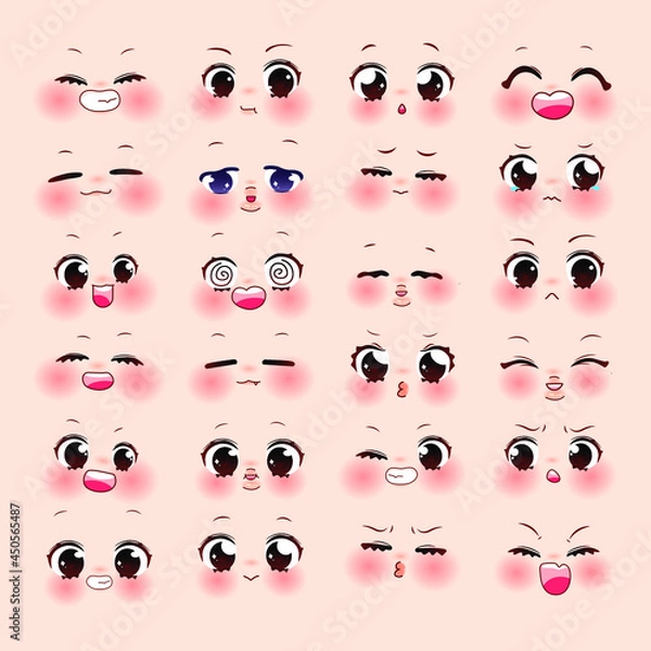 Obraz cute expression for chibi cartoon set