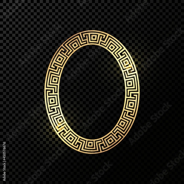Obraz Gold frame with Greek Key pattern. Realistic meander border