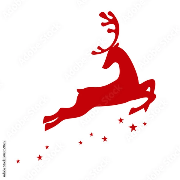 Fototapeta Vector illustration of a red reindeer