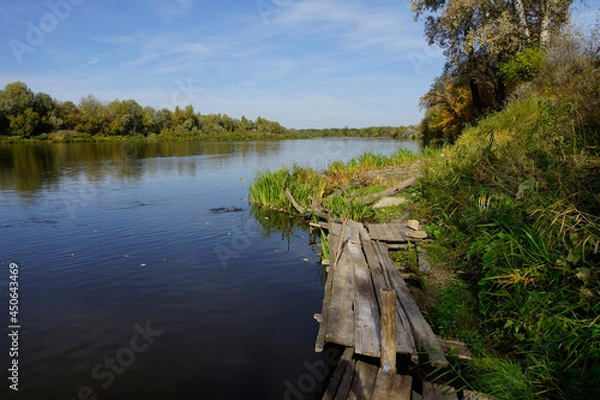 Obraz Autumn sunny day on the river