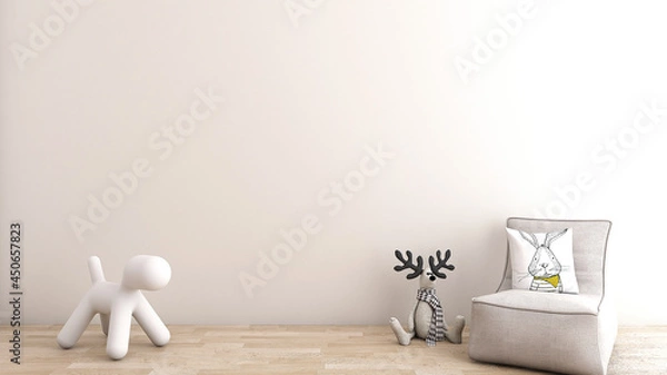 Obraz relaxing corner with cute stuff interior design