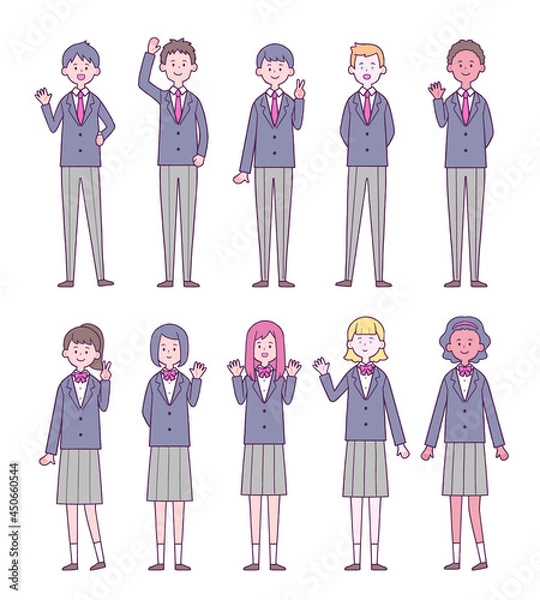 Obraz 学生服の男女　グローバル