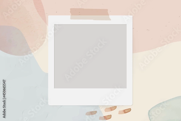 Fototapeta Blank instant photo frame on neutral watercolor background vector