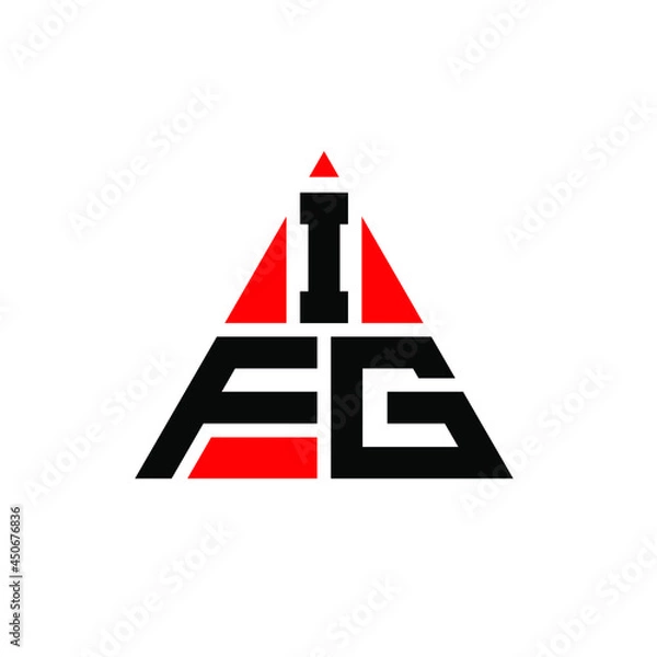 Fototapeta IFG triangle letter logo design with triangle shape. IFG triangle logo design monogram. IFG triangle vector logo template with red color. IFG triangular logo Simple, Elegant, and Luxurious Logo. IFG 