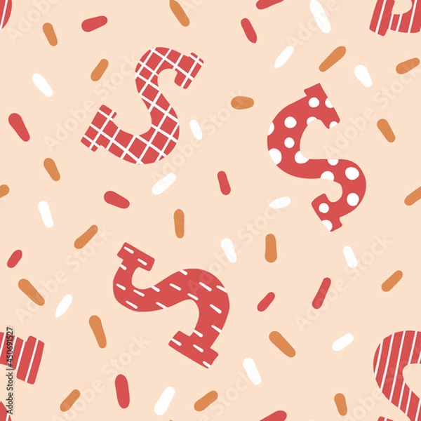 Obraz Sinterklaas and hagelslag vector Christmas seamless pattern - design for fabric, wrapping, textile, wallpaper, background.