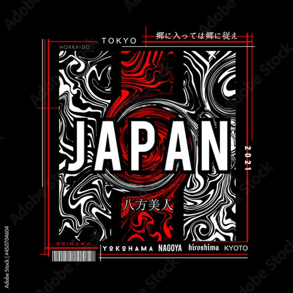 Fototapeta Japan t-shirt design with abstract style. Vector illustration