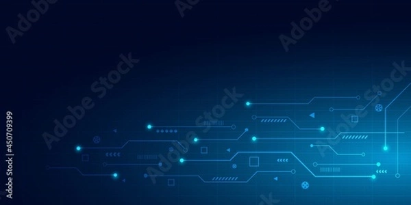 Fototapeta abstract technology background blue.Circuit board digital design.