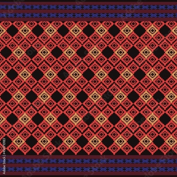 Obraz Ethnic tribal geometric seamless pattern with elements