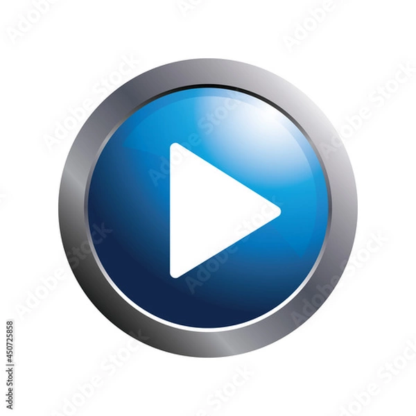 Fototapeta Simple blue play button.
